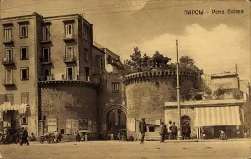 Ak Napoli Neapel Campania, Porta Nolana, s Tor, Gebäude, Menschen