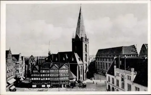 Ak Kiel, Markt, persianische Häuser, Nikolaikirche