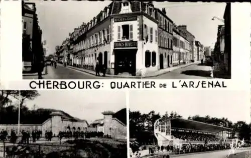 Ak Cherbourg en Cotentin Manche,  Quartier de l'Arsenal, Straßenansicht, Tabac Buvette
