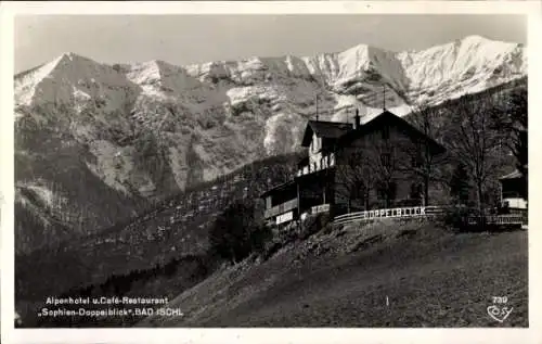 Ak Bad Ischl in Oberösterreich, Alpenhotel, Café-Restaurant, Sophien-Doppelblick, Berge im Hinter