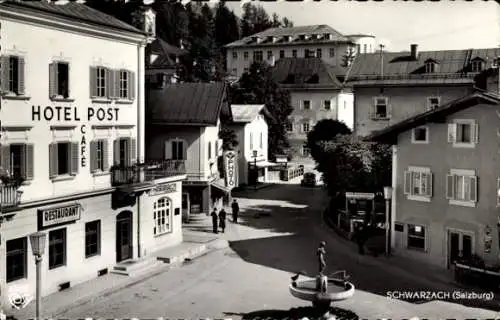 Ak Schwarzach im Pongau in Salzburg, Hotel Post, Cafe, Restaurant,  Salzburg