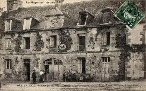 Ak Pre-en-Pail Mayenne, Vestiges du vieux Chateau