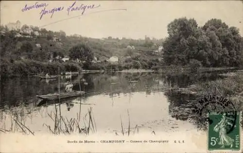 Ak Champigny sur Marne Val de Marne, Souvenir, Bords de Marne, ruhige Landschaft, Fluss, Boote