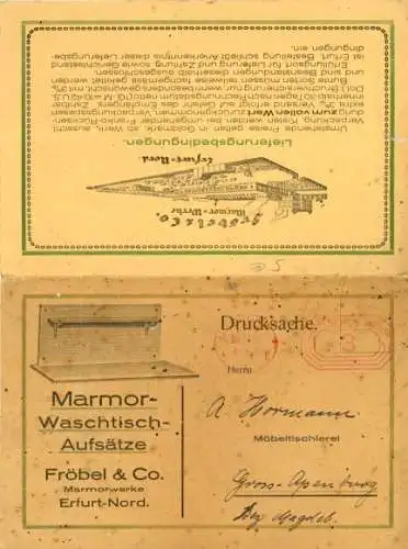 Klapp Ak Werbung, Marmor-Waschtisch-Aufsätze, Fröbel & Co., Erfurt Nord