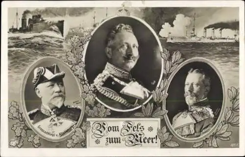 Ak Kaiser Wilhelm II., Großadmiral Prinz Heinrich von Preußen, Großadmiral von Kösler