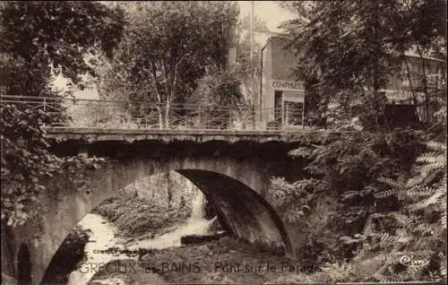 Ak Gréoux les Bains Alpes de Haute Provence, Pont sur le Paradis