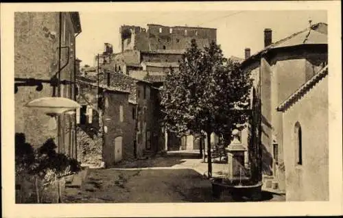 Ak Gréoux les Bains Alpes de Haute Provence, Place, Chateau des Templiers