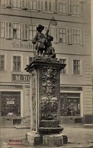Ak Würzburg am Main Unterfranken, Fischerbrunnen