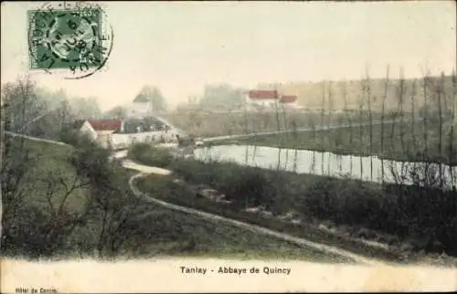 Ak Tanlay Yonne , Hôtel du Centre, Tanlay Abbaye de Quincy, Landschaft mit Wasser