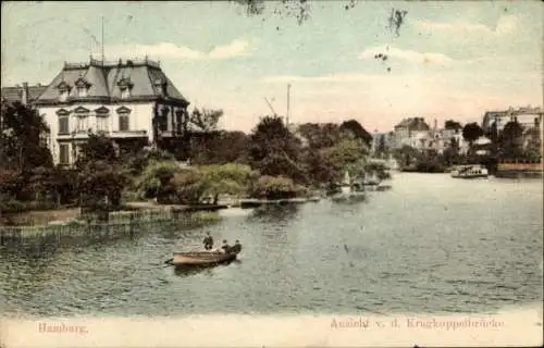 Ak Hamburg Mitte Altstadt, Glockengießerwall, Ansicht der Krugkoppelbrücke, malerische Landschaft