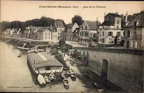 Ak Pont Sainte Maxence Oise, Quai de la Pecherie