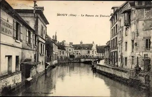 Ak Mouy Oise, Schöne Ansicht des Basses Thérain, Häuser am Kanal,  