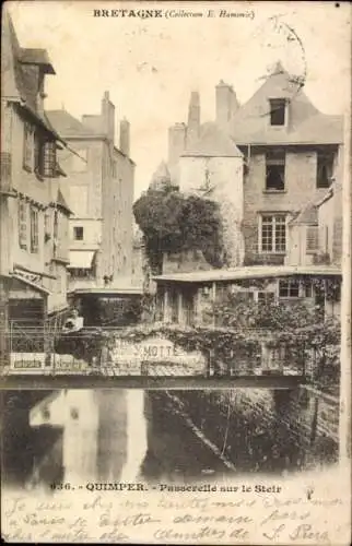 Ak Quimper Finistère, Bretagne,  Motte, Passerelle sur le Steir