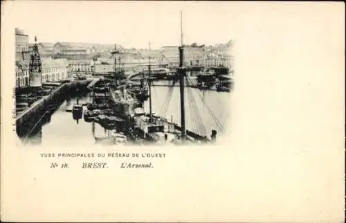 Ak Brest Finistère, Schiffswerft, Hafenansicht,  Boote