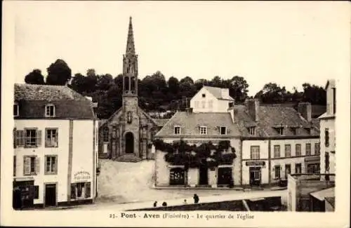 Ak Pont Aven Finistère, Kirche, Gebäude, Stadtansicht, Finistère, 