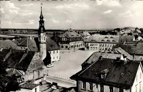 Ak Weißenberg in Sachsen, Marktplatz, Rathaus,  Architektur, schwarz-weiß Fotografie