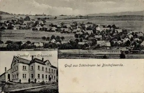 Ak Schönbrunn Bischofswerda in Sachsen, Bilder von Schönbrunn, Gasthof, ländliche Ansicht