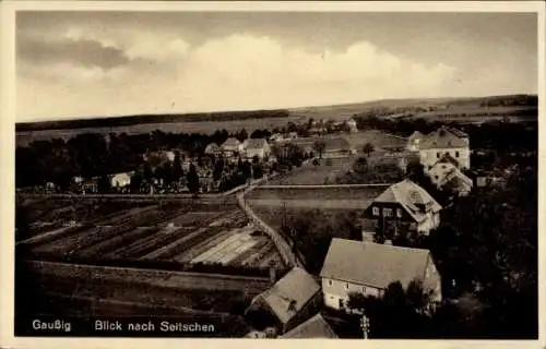 Ak Gaußig in der Oberlausitz, Blick nach Seitschen, ländliche Umgebung, Häuser, Felder
