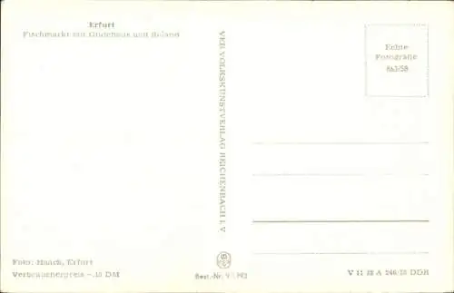 Ak Erfurt in Thüringen, Fischmarkt mit Gildehaus und Roland, Straßenszene