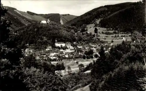 Ak Leutenberg in Thüringen, Panorama von Leutenberg, Berge, Wald,  Architektur