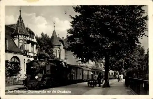 Ak Bad Doberan in Mecklenburg, Bahnhofsszene, Dampflok, Goethestraße, Kleinbahn