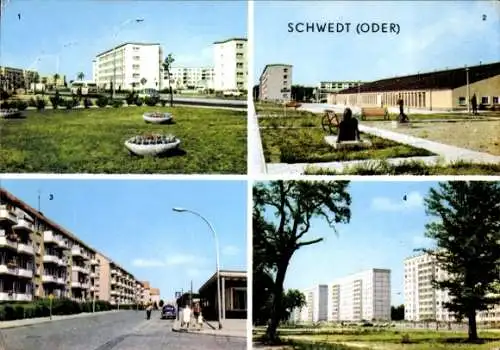 Ak Schwedt an der Oder, Julian Marchlewski Ring, Sporthalle, Ernst Thälmann Straße, Leninallee