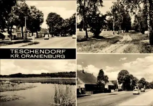 Ak Teschendorf Löwenberger Land Brandenburg, Straßenpartie, Seeblick