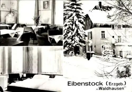 Ak Eibenstock im Erzgebirge Sachsen, Eisenstock, Waldhausen, Restaurant, Winterlandschaft, Schlaf