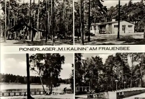 Ak Frauensee Bad Salzungen im Wartburgkreis, Viertelbilder Pionierlager, Bäume, Wasser, Gebäude
