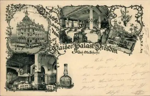 Jugendstil Ak Dresden Elbe, Kaiser Palast  1900