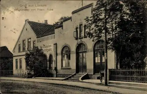 Ak Lüssum Blumenthal Bremen, Restaurant von Friedr. Ficke, Gruß aus   Architektur