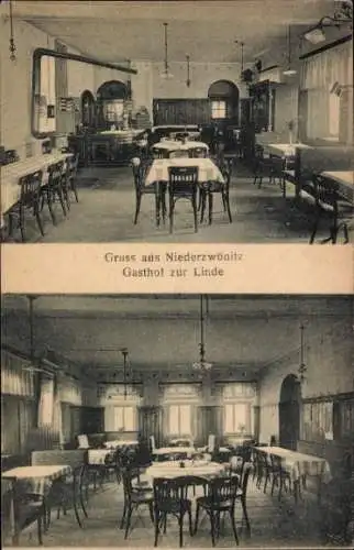 Ak Niederzwönitz Zwönitz im Erzgebirge Sachsen, Gasthof zur Linde, Innenansicht