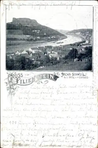 Ak Bad Schandau an der Elbe, Lilienstein, Totale