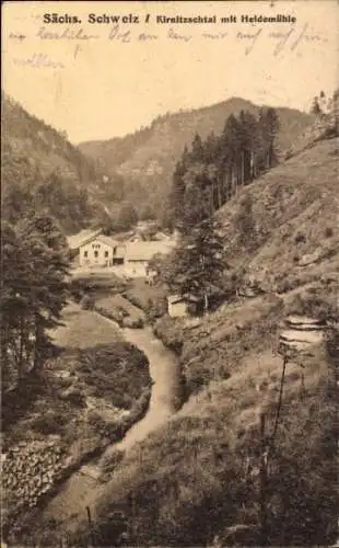 Ak Sebnitz in Sachsen, Sächsische Schweiz, Kirnitzschtal, Heidemühle, Hügellandschaft