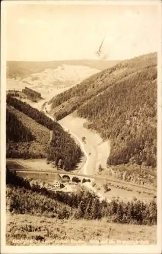 Ak Ludwigsstadt in Oberfranken, Blick auf die Rennsteighöhen, Viadukt