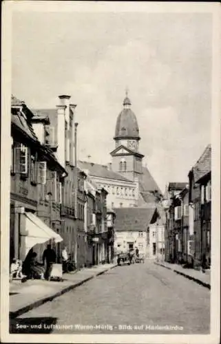 Ak Waren an der Müritz, Blick auf die Marienkirche