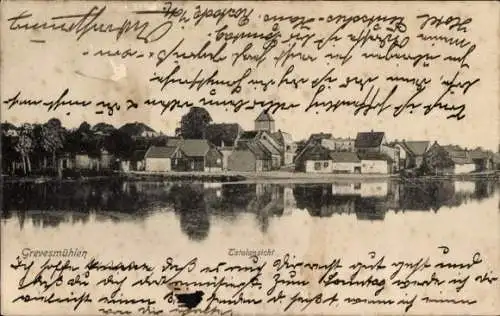 Ak Grevesmühlen in Mecklenburg, Schwarz-Weiß-Ansicht von  ruhiger See, Häuser am Ufer