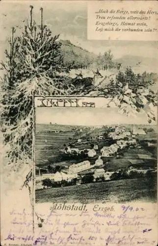 Passepartout Ak Jöhstadt im Erzgebirge Sachsen, Gesamtansicht