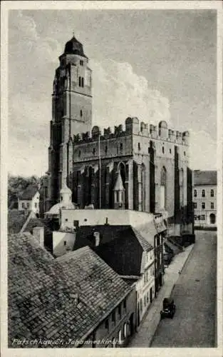 Ak Paczków Patschkau Oberschlesien, St. Johanneskirche, beeindruckende Architektur,  Gebäude