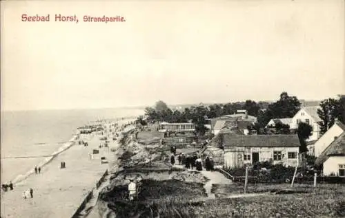 Ak Niechorze Seebad Horst Pommern, Strandpartie