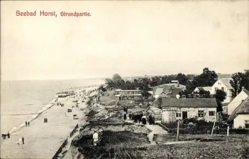 Ak Niechorze Seebad Horst Pommern, Strandpartie