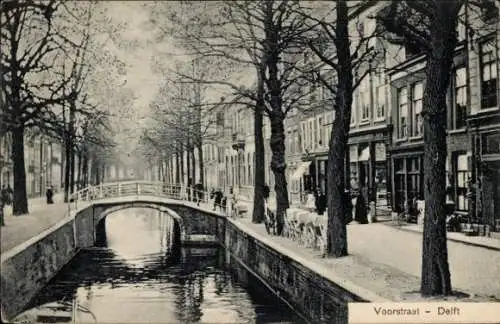 Ak Delft Südholland Niederlande, Voorstraat, Brücke