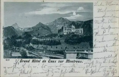 Ak Caux Montreux Kanton Waadt, Grand Hotel de Caux,  Berge, 