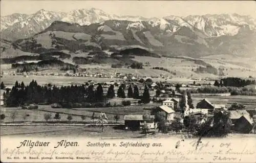 Ak Sonthofen im Oberallgäu Schwaben, Allgäuer Alpen, Bergpanorama, Dorfansicht, Fotografie