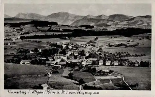 Ak Weiler Simmerberg im Allgäu, Luftaufnahme von  Allgäu, 751m ü. M.