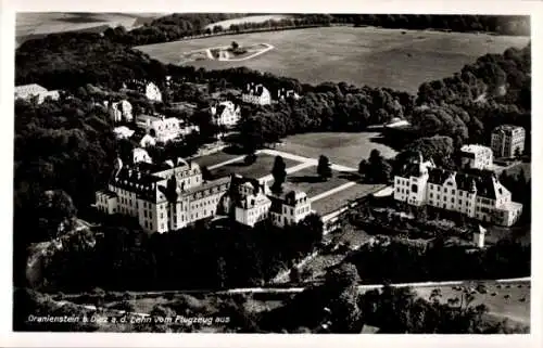 Ak Diez an der Lahn, Schloss Oranienstein, Fliegeraufnahme
