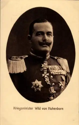Ak Kriegsminister Wild von Hohenborn, Portrait in Uniform, Orden