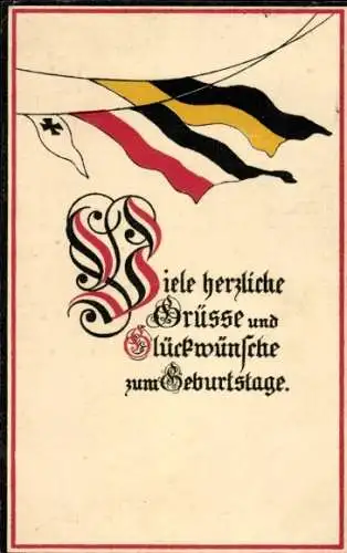 Ak Glückwunsch Geburtstag, Fahnen, Patriotik