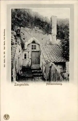 Ak Langenstein Halberstadt im Harz, Höhlenwohnung