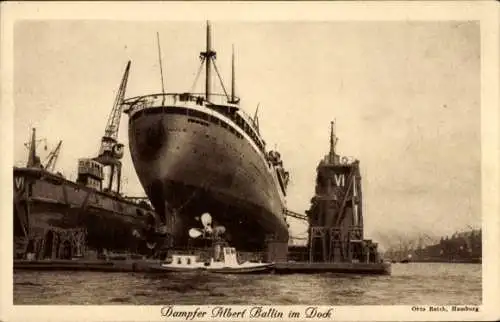 Ak Dampfer Albert Ballin im Dock, HAPAG, Hafen 
